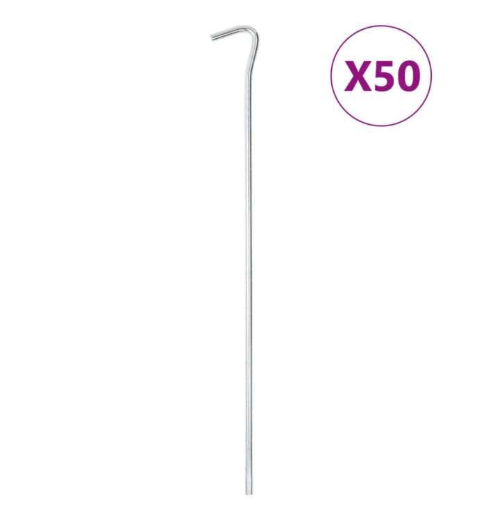 Piquets de tente 50 pcs 30 cm Ø7 mm acier galvanisé | Mobilier & Déco