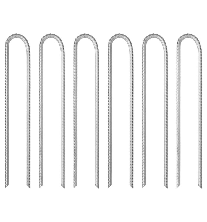 Piquets de tente 6pcs en forme de U 337cm Ø10mm acier galvanisé | Mobilier & Déco