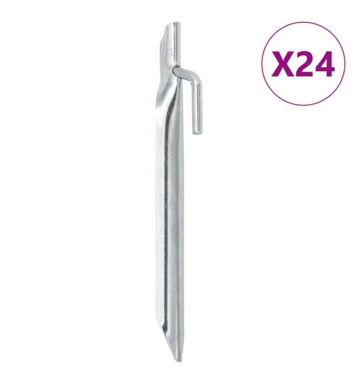 Piquets de tente 24pcs en forme de V 17cm Ø20mm acier galvanisé | Mobilier & Déco