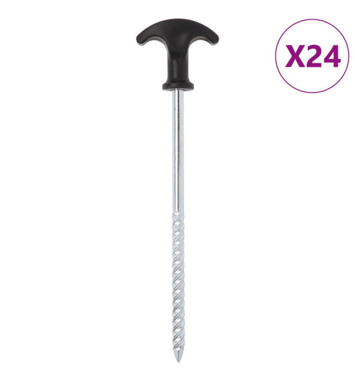 Piquets de tente 24 pcs 20 cm Ø7 mm acier galvanisé | Mobilier & Déco