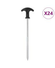 Piquets de tente 24 pcs 20 cm Ø7 mm acier galvanisé | Mobilier & Déco