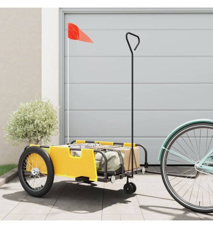 Remorque de vélo jaune et noir tissu oxford et fer | Mobilier & Déco
