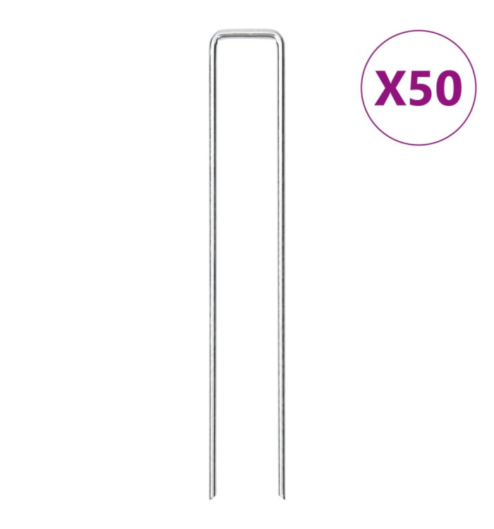 Piquets de sol en forme de U 50 pcs 20x3,5 cm acier galvanisé | Mobilier & Déco