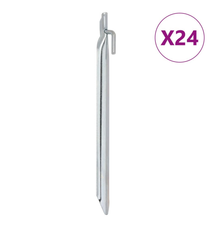 Piquets de tente 24pcs en forme de V 25cm Ø20mm acier galvanisé | Mobilier & Déco