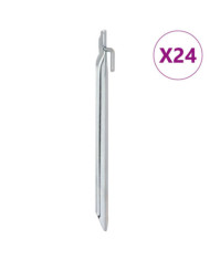 Piquets de tente 24pcs en forme de V 25cm Ø20mm acier galvanisé | Mobilier & Déco