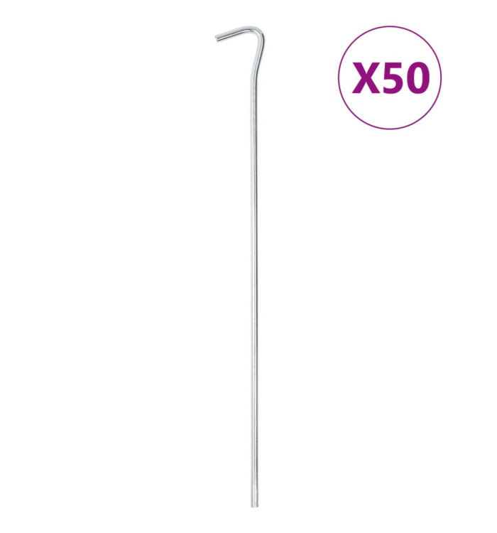 Piquets de tente 50 pcs 30 cm Ø5 mm acier galvanisé | Mobilier & Déco