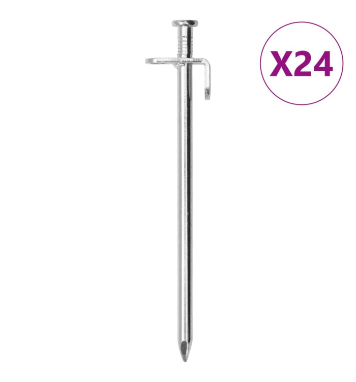 Piquets de tente 24 pcs 19,5 cm 8 mm acier galvanisé | Mobilier & Déco