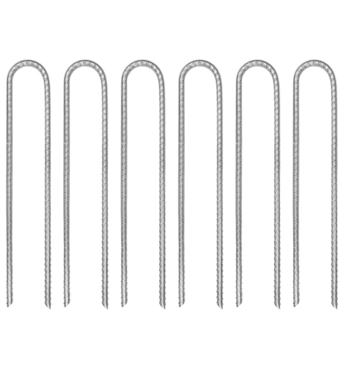 Piquets de tente 6 pcs en forme de U 30 cm Ø7mm acier galvanisé | Mobilier & Déco