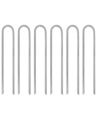 Piquets de tente 6 pcs en forme de U 30 cm Ø7mm acier galvanisé | Mobilier & Déco