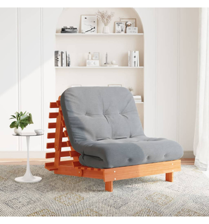 Canapé-lit futon avec matelas 90x206x11 cm bois massif de pin | Mobilier & Déco