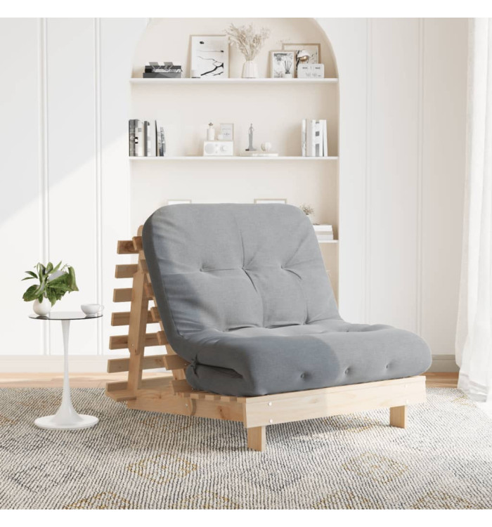 Canapé-lit futon avec matelas 80x206x11 cm bois massif de pin | Mobilier & Déco