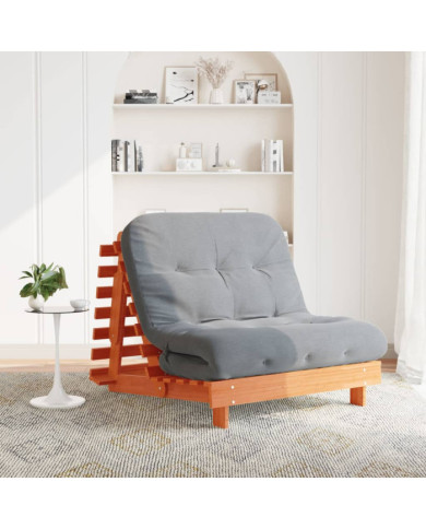 Canapé-lit futon avec matelas 100x206x11 cm bois massif de pin | Mobilier & Déco
