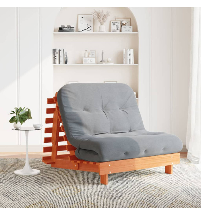 Canapé-lit futon avec matelas 100x206x11 cm bois massif de pin | Mobilier & Déco