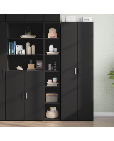 Buffet haut noir 30x41x185 cm bois d'ingénierie | Mobilier & Déco