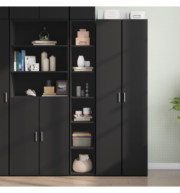 Buffet haut noir 30x41x185 cm bois d'ingénierie | Mobilier & Déco