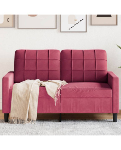 Canapé à 2 places Rouge bordeaux 120 cm Velours | Mobilier & Déco