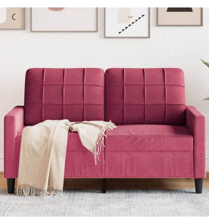 Canapé à 2 places Rouge bordeaux 120 cm Velours | Mobilier & Déco
