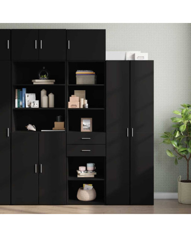 Armoire de rangement mince noir 50x42,5x225cm bois d'ingénierie | Mobilier & Déco