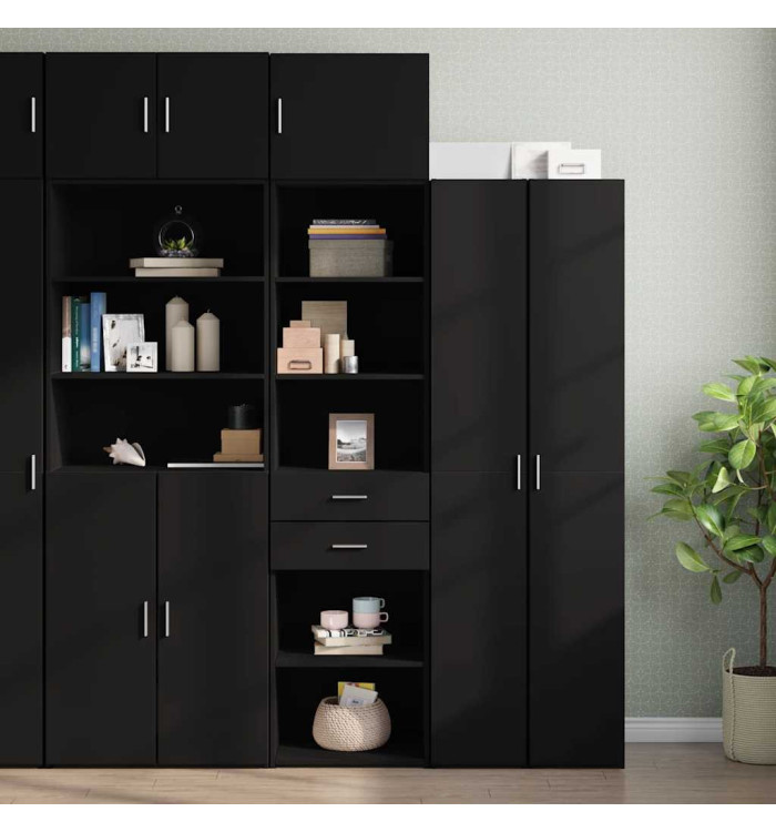 Armoire de rangement mince noir 50x42,5x225cm bois d'ingénierie | Mobilier & Déco