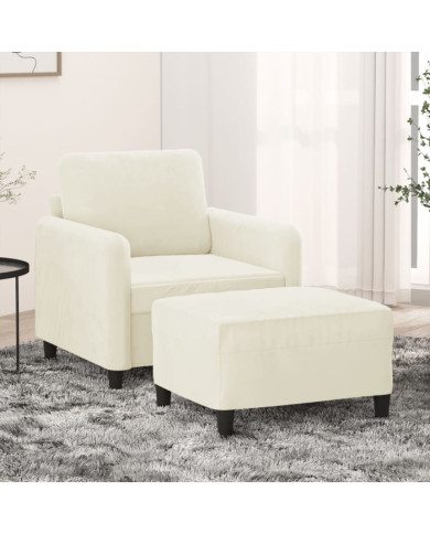 Fauteuil avec repose-pied Crème 60 cm Velours | Mobilier & Déco