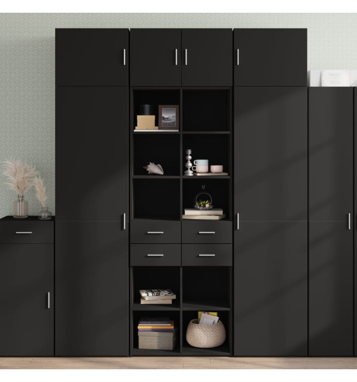 Armoire de rangement noir 70x42,5x225 cm bois d'ingénierie | Mobilier & Déco