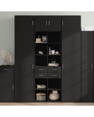 Armoire de rangement noir 70x42,5x225 cm bois d'ingénierie | Mobilier & Déco