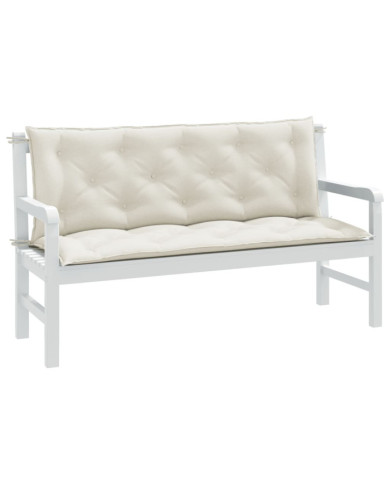 Coussins de banc de jardin lot de 2 crème mélangé tissu | Mobilier & Déco