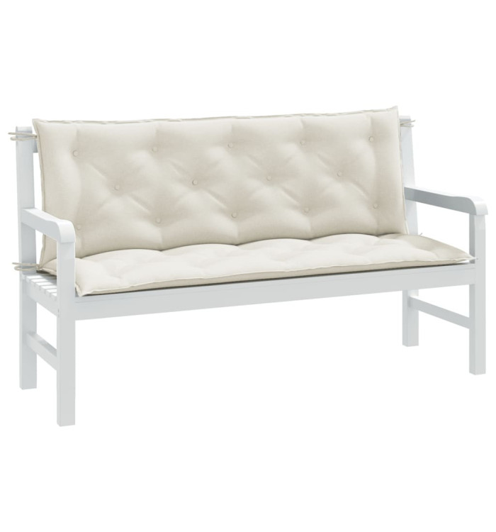 Coussins de banc de jardin lot de 2 crème mélangé tissu | Mobilier & Déco