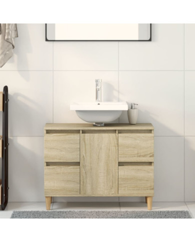 Meuble d'évier chêne sonoma 80x33x60 cm bois d'ingénierie | Mobilier & Déco