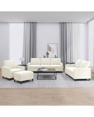 Ensemble de canapés 4 pcs avec coussins Crème Velours | Mobilier & Déco