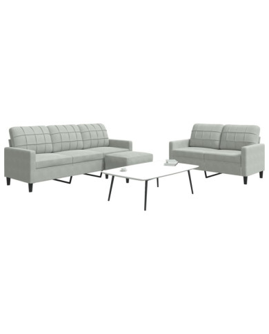 Ensemble de canapés 3 pcs avec coussins Gris clair Velours | Mobilier & Déco