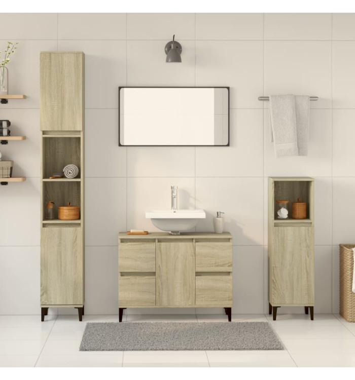 Ensemble de meubles de salle de bain 3 pcs chêne sonoma | Mobilier & Déco