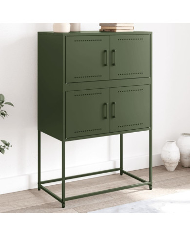 Buffet vert olive 68,5x38,5x107 cm acier | Mobilier & Déco