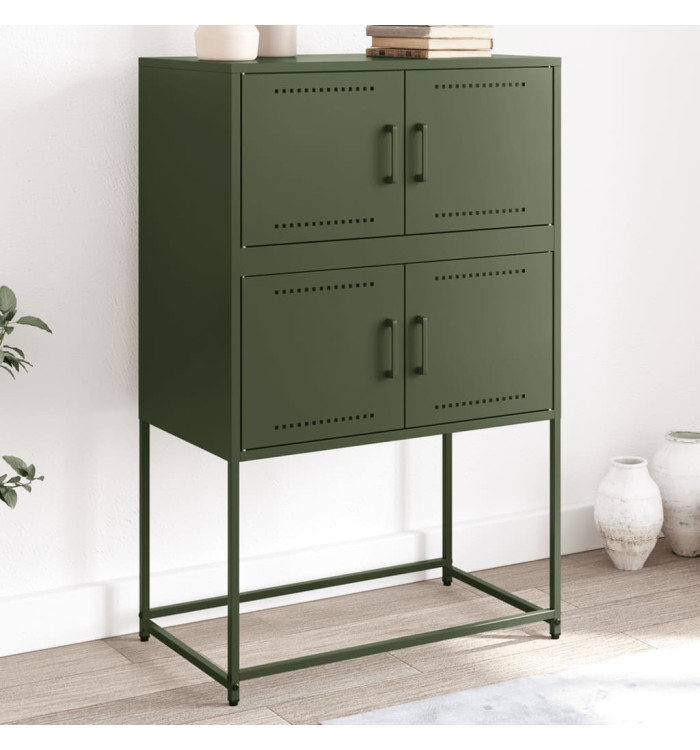 Buffet vert olive 68,5x38,5x107 cm acier | Mobilier & Déco