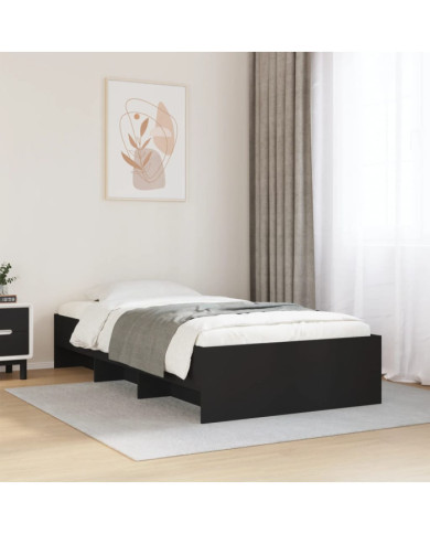 Cadre de lit sans matelas noir 100x200 cm bois d'ingénierie | Mobilier & Déco