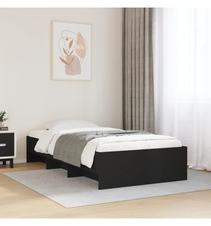 Cadre de lit sans matelas noir 100x200 cm bois d'ingénierie | Mobilier & Déco