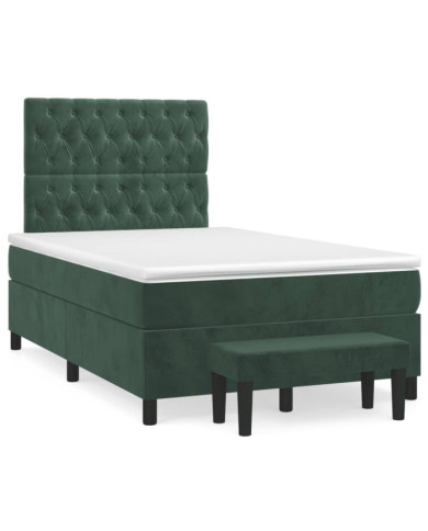 Sommier à lattes de lit avec matelas vert foncé 120x190 cm | Mobilier & Déco