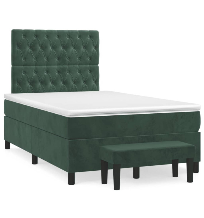 Sommier à lattes de lit avec matelas vert foncé 120x190 cm | Mobilier & Déco
