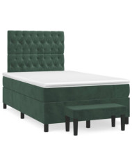 Sommier à lattes de lit avec matelas vert foncé 120x190 cm | Mobilier & Déco