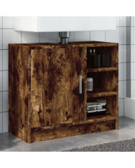 Armoire de lavabo chêne fumé 63x29x55 cm bois d'ingénierie | Mobilier & Déco