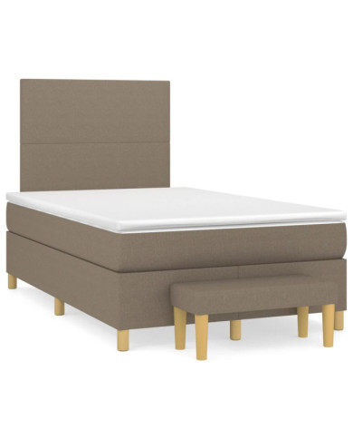 Sommier à lattes de lit avec matelas taupe 120x190 cm tissu | Mobilier & Déco
