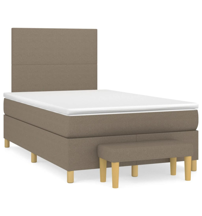 Sommier à lattes de lit avec matelas taupe 120x190 cm tissu | Mobilier & Déco