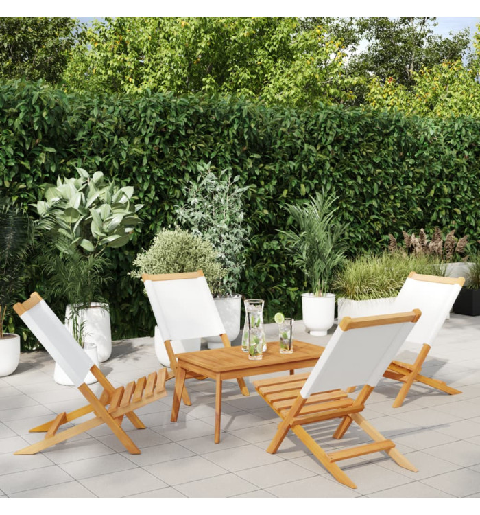 Chaises de jardin pliantes lot de 4 tissu et bois massif | Mobilier & Déco