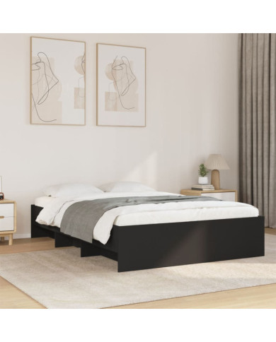 Cadre de lit sans matelas noir 135x190 cm bois d'ingénierie | Mobilier & Déco