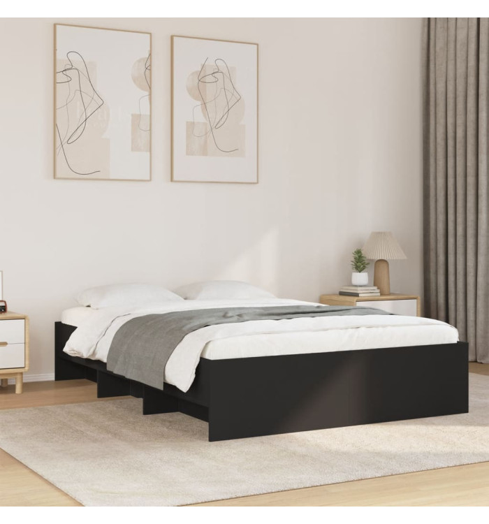 Cadre de lit sans matelas noir 135x190 cm bois d'ingénierie | Mobilier & Déco