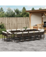 Ensemble à manger de jardin avec coussins 15 pcs marron rotin | Mobilier & Déco