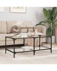 Table basse avec dessus en verre transparent 98,5x50x40cm acier | Mobilier & Déco