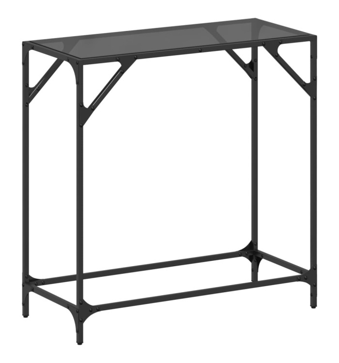 Table console avec dessus en verre noir 80x35x81 cm acier | Mobilier & Déco