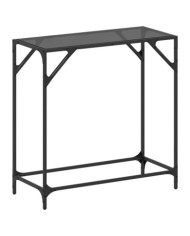 Table console avec dessus en verre noir 80x35x81 cm acier | Mobilier & Déco