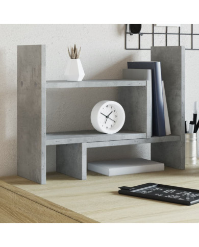 Organisateur de bureau gris béton 38,5x17x39 cm bois ingénierie | Mobilier & Déco